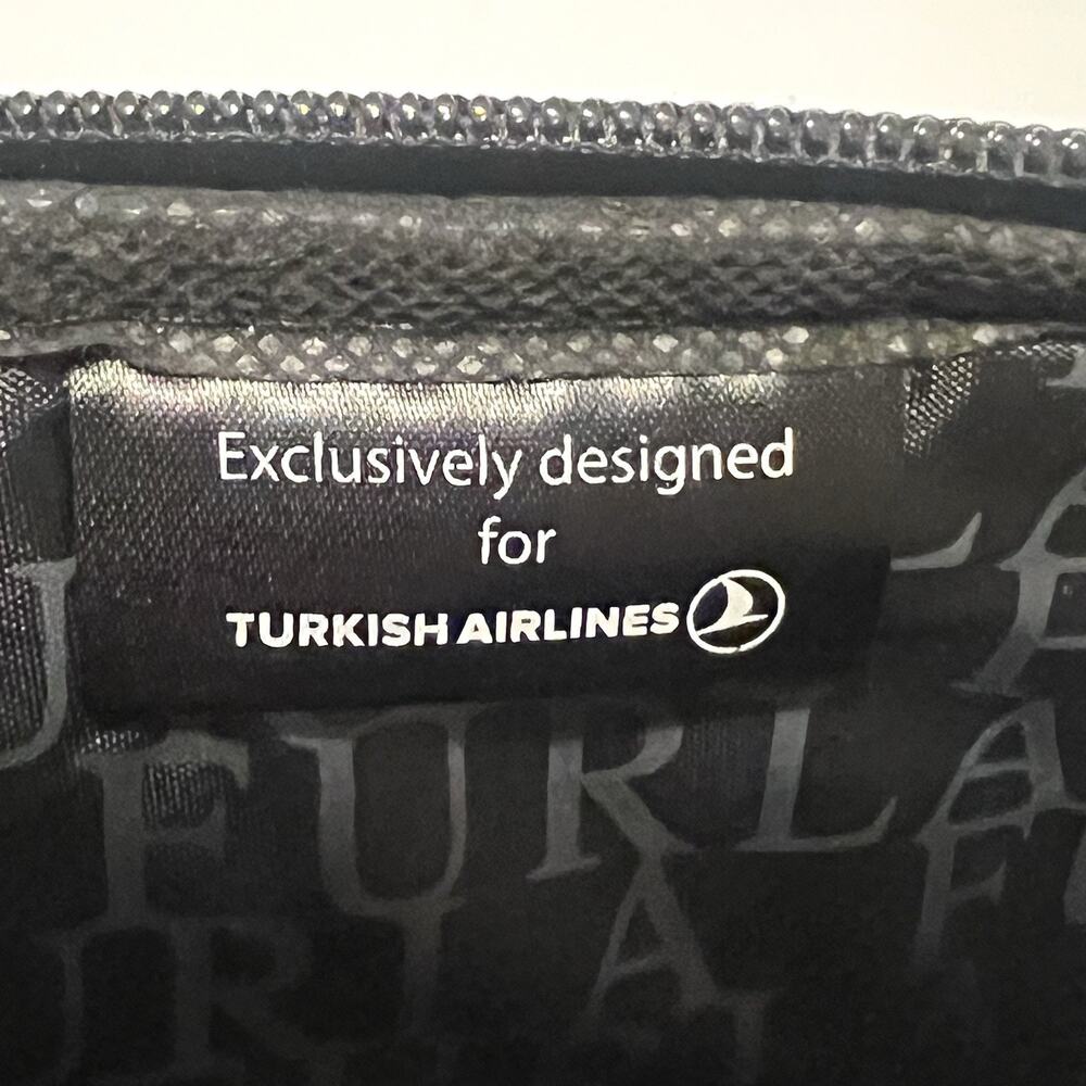 Furla Black Nylon Zip Pouch Turkish Airlines Business Class Travel Amenity Bag - Picture 5 of 5